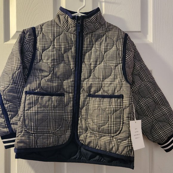 Girls Size 6X Free Assembly Leightweight Navy Blue and White Quilted Jacket - Picture 2 of 9